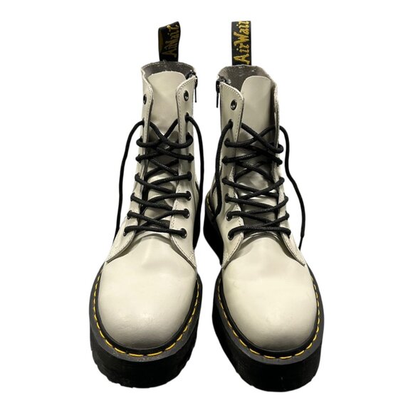 Dr. Martens Women's White Leather Combat Boots With Platform Sole Size 7 - Picture 3 of 8